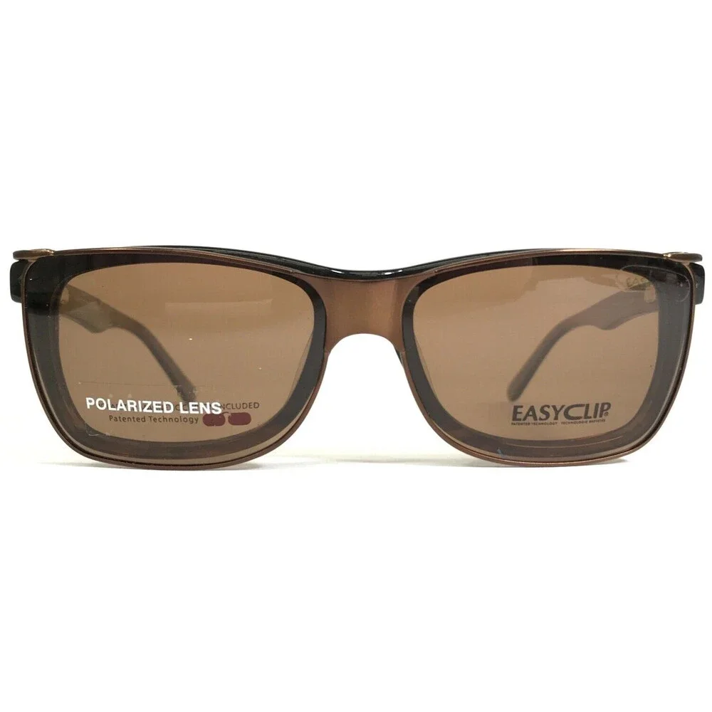 Easyclip Eyeglasses Frames WF EC3285 BROWN Red Square with Clip On Lenses
